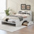 Wood Full Size Platform Bed with 2 Drawers, Storage Headboard and Footboard, White(Expected Arrival Time: 1.28)