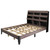 Mid Century Modern Style Queen Bed Frame with Bookshelf and LED Lights and USB Port, Walnut and Black