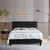 Queen Size Platform Bed with Upholstered Headboard and Slat Support, Heavy Duty Mattress Foundation, No Box Spring Required, Easy to Assemble, Black Queen Size Platform Bed with Upholstered Headboard and Slat Support, Heavy Duty Mattress Foundation, No Box Spring Required, Easy to Assemble, Black