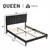 Queen Size Platform Bed with Upholstered Headboard and Slat Support, Heavy Duty Mattress Foundation, No Box Spring Required, Easy to Assemble, Black Queen Size Platform Bed with Upholstered Headboard and Slat Support, Heavy Duty Mattress Foundation, No Box Spring Required, Easy to Assemble, Black