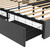 Queen Size Bed Frame with LED, 4 Under-bed Portable Storage Drawers, Wings Headboard Design, Dark Grey Queen Size Bed Frame with LED, 4 Under-bed Portable Storage Drawers, Wings Headboard Design, Dark Grey