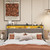 Queen Size Bed Frame with LED, 4 Under-bed Portable Storage Drawers, Wings Headboard Design, Light Grey Queen Size Bed Frame with LED, 4 Under-bed Portable Storage Drawers, Wings Headboard Design, Light Grey