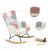 Rocking Chair, Mid Century Fabric Rocker Chair with Wood Legs and Patchwork Linen for Livingroom Bedroom Rocking Chair, Mid Century Fabric Rocker Chair with Wood Legs and Patchwork Linen for Livingroom Bedroom