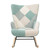 Rocking Chair, Mid Century Fabric Rocker Chair with Wood Legs and Patchwork Linen for Livingroom Bedroom Rocking Chair, Mid Century Fabric Rocker Chair with Wood Legs and Patchwork Linen for Livingroom Bedroom