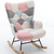 Modern Patchwork Accent Chair with Solid Wood Armrest and Feet, Mid-Century Modern Accent Sofa, Fabric Sofa Chair for Living Room Bedroom Studio, Comfy Side Armchair for Bed Modern Patchwork Accent Chair with Solid Wood Armrest and Feet, Mid-Century Modern Accent Sofa, Fabric Sofa Chair for Living Room Bedroom Studio, Comfy Side Armchair for Bed
