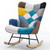 Modern Patchwork Accent Chair with Solid Wood Armrest and Feet, Mid-Century Modern Accent Sofa, Fabric Sofa Chair for Living Room Bedroom Studio, Comfy Side Armchair for Bed Modern Patchwork Accent Chair with Solid Wood Armrest and Feet, Mid-Century Modern Accent Sofa, Fabric Sofa Chair for Living Room Bedroom Studio, Comfy Side Armchair for Bed