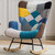 Modern Patchwork Accent Chair with Solid Wood Armrest and Feet, Mid-Century Modern Accent Sofa, Fabric Sofa Chair for Living Room Bedroom Studio, Comfy Side Armchair for Bed Modern Patchwork Accent Chair with Solid Wood Armrest and Feet, Mid-Century Modern Accent Sofa, Fabric Sofa Chair for Living Room Bedroom Studio, Comfy Side Armchair for Bed