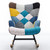 Modern Patchwork Accent Chair with Solid Wood Armrest and Feet, Mid-Century Modern Accent Sofa, Fabric Sofa Chair for Living Room Bedroom Studio, Comfy Side Armchair for Bed Modern Patchwork Accent Chair with Solid Wood Armrest and Feet, Mid-Century Modern Accent Sofa, Fabric Sofa Chair for Living Room Bedroom Studio, Comfy Side Armchair for Bed