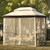 8.9 Ft. W x 5.9 Ft. D Outdoor Gazebo with Convertible Swing Bench;  Double Roof Soft Canopy Garden Backyard Gazebo with Mosquito Netting Suitable for Lawn;  Garden;  Backyard 8.9 Ft. W x 5.9 Ft. D Outdoor Gazebo with Convertible Swing Bench;  Double Roof Soft Canopy Garden Backyard Gazebo with Mosquito Netting Suitable for Lawn;  Garden;  Backyard
