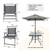 Outdoor Patio Dining Set for 4 People, Metal Patio Furniture Table and Chair Set with Umbrella, Black Outdoor Patio Dining Set for 4 People, Metal Patio Furniture Table and Chair Set with Umbrella, Black