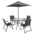 Outdoor Patio Dining Set for 4 People, Metal Patio Furniture Table and Chair Set with Umbrella, Black Outdoor Patio Dining Set for 4 People, Metal Patio Furniture Table and Chair Set with Umbrella, Black