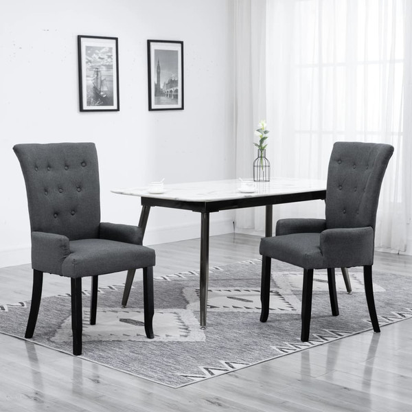 Dining Chair with Armrests Dark Gray Fabric Dining Chair with Armrests Dark Gray Fabric