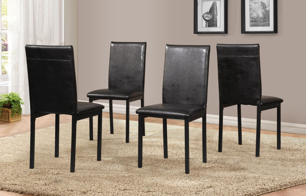 Noyes Faux Leather Seat Metal Frame Dining Chairs, Set of 4, Black Noyes Faux Leather Seat Metal Frame Dining Chairs, Set of 4, Black