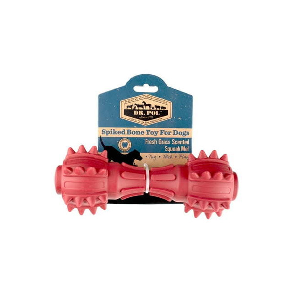 Dr. Pol TPR Spiked Squeak Bone- Red Dog Toy Dr. Pol TPR Spiked Squeak Bone- Red Dog Toy