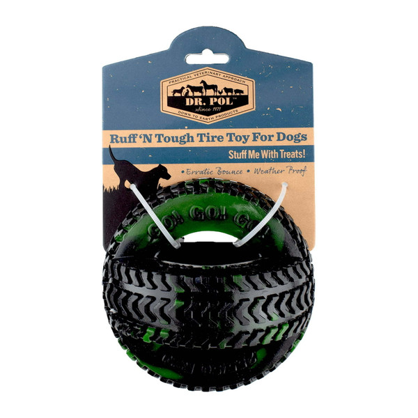 Dr. Pol Green TPR Thread Tire Fetch & Chew Dog Toy for All Dogs. Play, Toss & Tug. 4.5" Dr. Pol Green TPR Thread Tire Fetch & Chew Dog Toy for All Dogs. Play, Toss & Tug. 4.5"