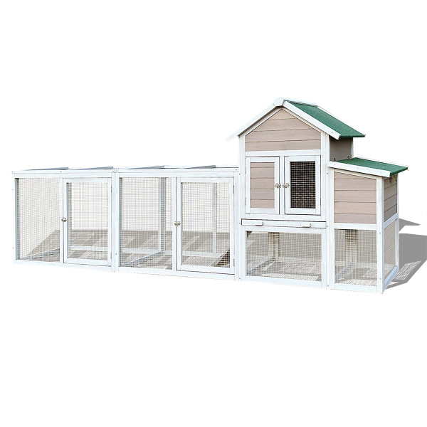 122" Large Wood Chicken Coop Hen House Pet Rabbit Hutch Wooden Pet Cage Backyard with Nesting Box 122" Large Wood Chicken Coop Hen House Pet Rabbit Hutch Wooden Pet Cage Backyard with Nesting Box