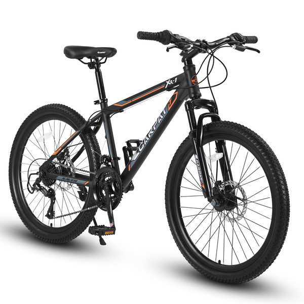 S24102 24 Inch Mountain Bike Boys Girls, Steel Frame, Shimano 21 Speed Mountain Bicycle with Daul Disc Brakes and Front Suspension MTB S24102 24 Inch Mountain Bike Boys Girls, Steel Frame, Shimano 21 Speed Mountain Bicycle with Daul Disc Brakes and Front Suspension MTB