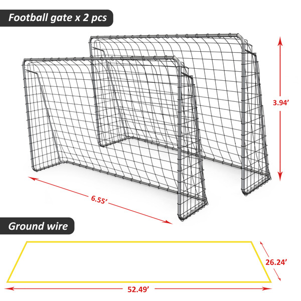6.55FT Football Goal with Field Ropes, Galvanized Pipe-Including Two Football-Goal for Kids and Adults,Silver 6.55FT Football Goal with Field Ropes, Galvanized Pipe-Including Two Football-Goal for Kids and Adults,Silver