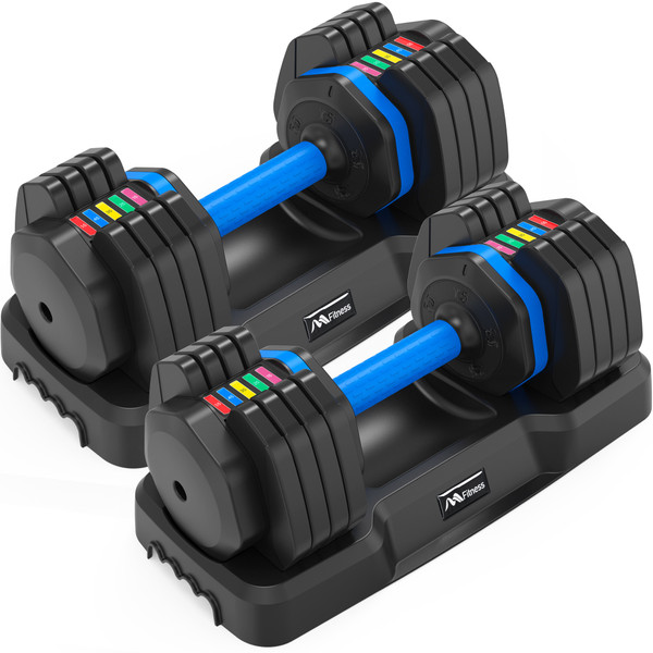 Adjustable Dumbbell - 55lb x2 Dumbbell Set of 2 with Anti-Slip Handle, Fast Adjust Weight by Turning Handle with Tray, Exercise Fitness Dumbbell Suitable for Full Body Workout Adjustable Dumbbell - 55lb x2 Dumbbell Set of 2 with Anti-Slip Handle, Fast Adjust Weight by Turning Handle with Tray, Exercise Fitness Dumbbell Suitable for Full Body Workout