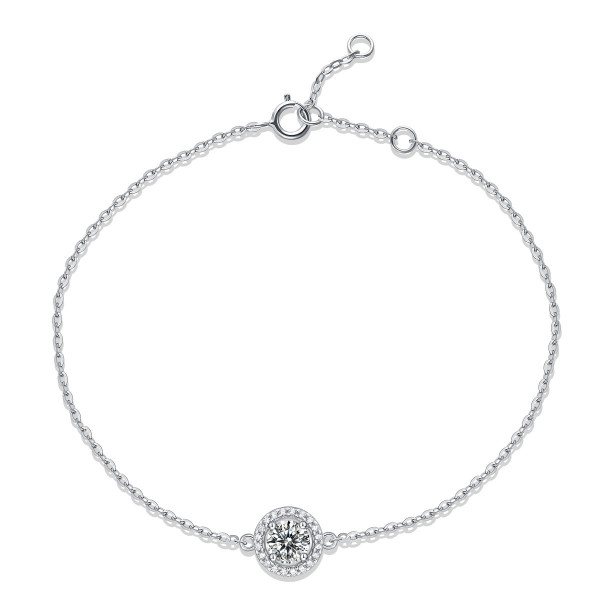 1/2 Carat Round Shape Moissanite Diamond Charm Bracelet In 925 Sterling Silver For Women 1/2 Carat Round Shape Moissanite Diamond Charm Bracelet In 925 Sterling Silver For Women