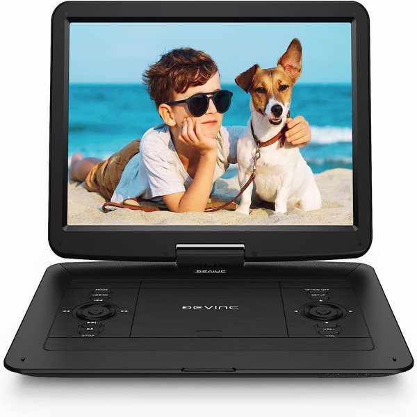 DEVINC 17.9" Portable DVD Player with 15.6" HD Swivel Screen, Support Multiple DVD CD Formats/USB/SD Card/Sync TV, 6 Hours Rechargeable Battery, Car Charger, Remote Control, Region Free, ZC-07 Black DEVINC 17.9" Portable DVD Player with 15.6" HD Swivel Screen, Support Multiple DVD CD Formats/USB/SD Card/Sync TV, 6 Hours Rechargeable Battery, Car Charger, Remote Control, Region Free, ZC-07 Black