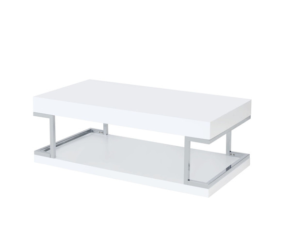 Aspers Coffee Table; White High Gloss & Chrome YJ Aspers Coffee Table; White High Gloss & Chrome YJ