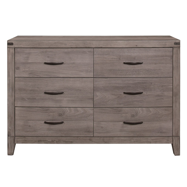 Industrial Design Brownish Gray Finish Dresser of 6 Drawers Premium Melamine Modern Bedroom Furniture 1pc Industrial Design Brownish Gray Finish Dresser of 6 Drawers Premium Melamine Modern Bedroom Furniture 1pc