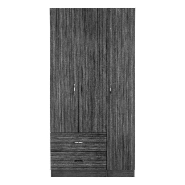 Three Door Armoire Clark, Bedroom, Smokey Oak / White Three Door Armoire Clark, Bedroom, Smokey Oak / White