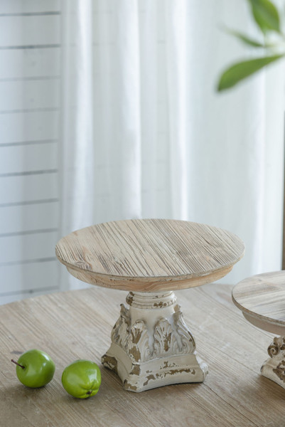 D10.5" x 7.5" Cake Stand, Wood Cake Plate with Magnesium Base D10.5" x 7.5" Cake Stand, Wood Cake Plate with Magnesium Base