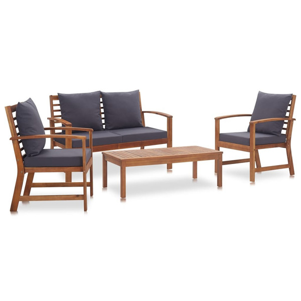 4 Piece Garden Lounge Set with Cushions Solid Acacia Wood 4 Piece Garden Lounge Set with Cushions Solid Acacia Wood