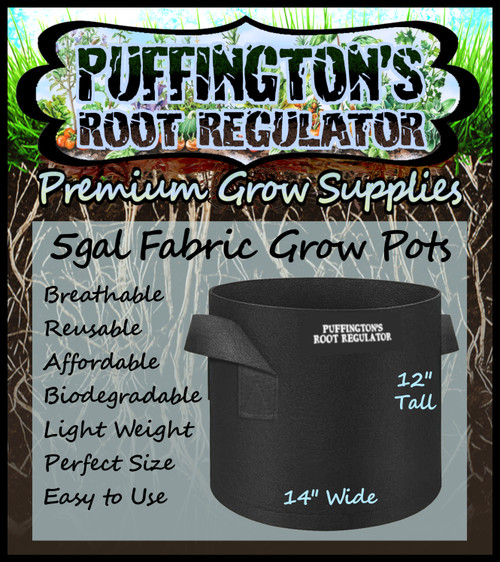 5 Gallon Fabric Pot - Root Regulator - Reuseable, Biodegradable Industrial Felt Grow Container