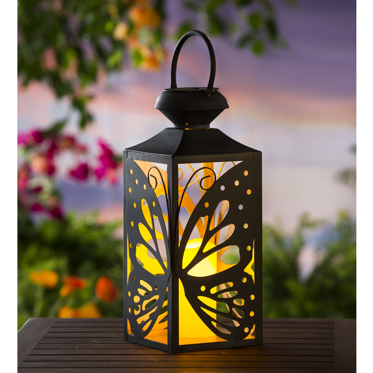 Luminous Black Mini-Lantern Tea Light Holder