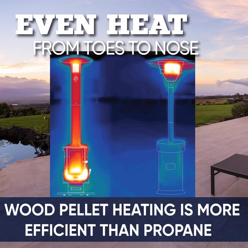 Even Embers Wood Pellet Stainless Steel Freestanding Patio Heater