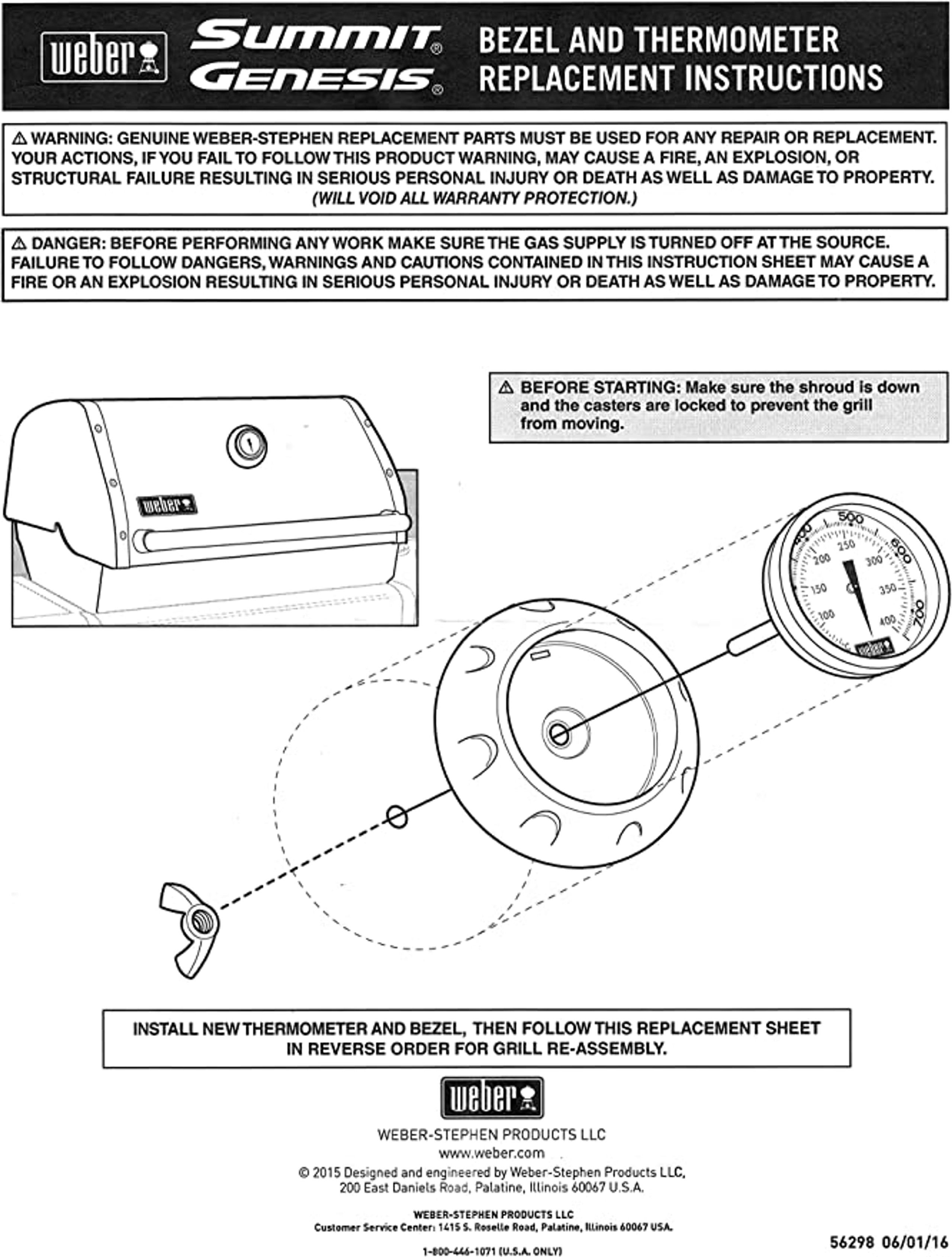 er 67717 Genesis/Summit Gas Grill Thermometer Bezel