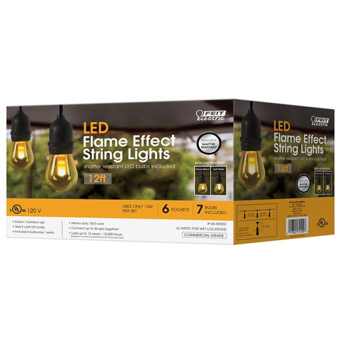 LED Flame Bulb String Lights Amber