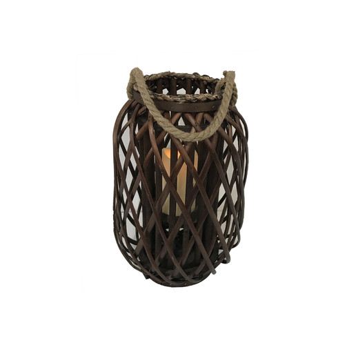 Infinity 16 in. Wood Willow Hanging Lantern Brown