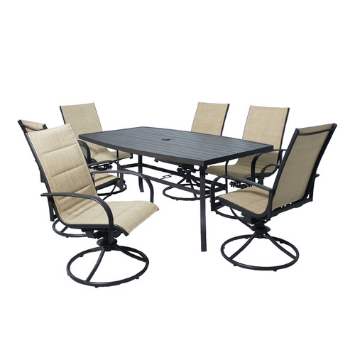 Living Accents Taylor 7 pc Brown Steel Dining Set