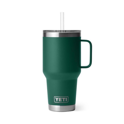 YETI Rambler 35 oz Black Forest Green BPA Free Straw Mug