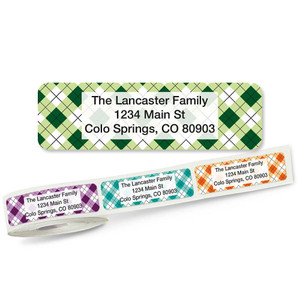 Pastel Argyle Return Address Labels on Rolls