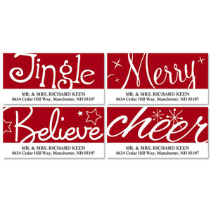 Red & White Christmas Deluxe Return Address Labels