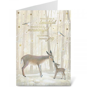 Deer and Fawn Deluxe Foil Christmas Greeting Cards