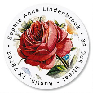 Victorian Roses Round Address Label Victorian Roses Round Address Label