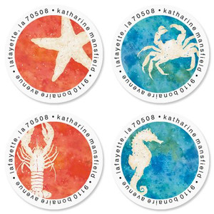 Watercolor Coast Round Address Labels (4 Designs) Watercolor Coast Round Address Labels (4 Designs)