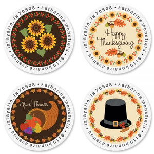 Give Thanks Round Address Labels (4 Designs)