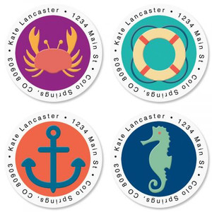 Coastal Round Address Labels (4 Designs)