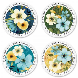 Blue Sunrise Round Address Labels (4 Designs)