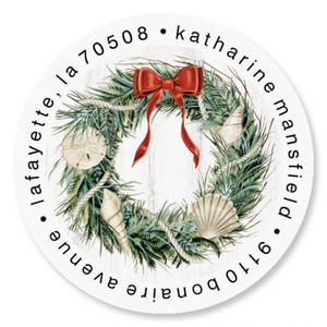 Seaside Greetings Round Address Labels