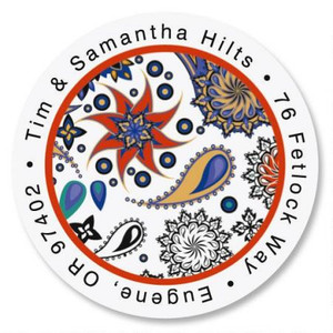 Color Paisley Round Address Labels