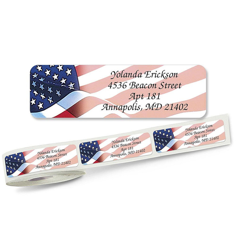 Flag Pride Return Address Labels on Rolls