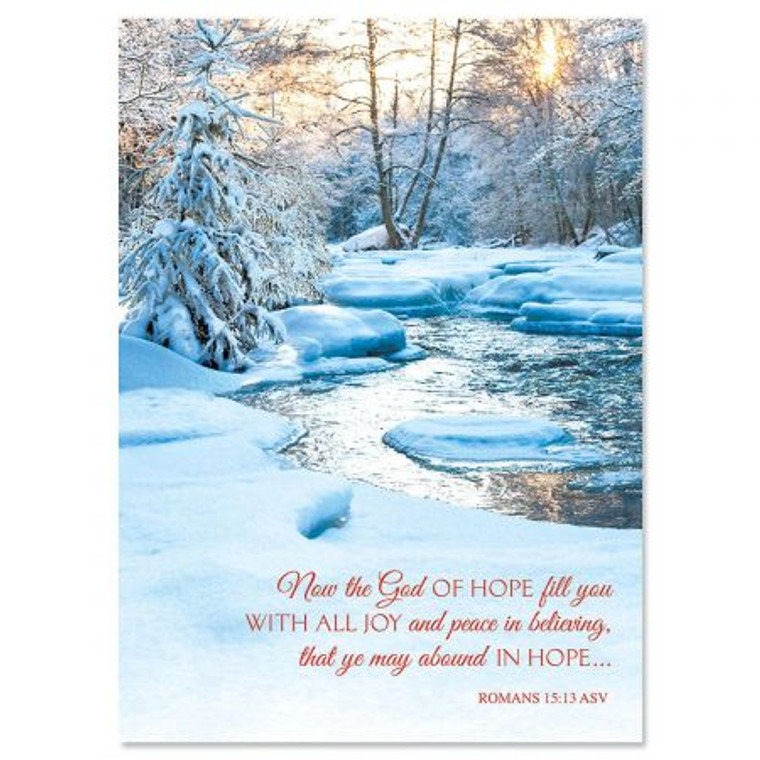 Snowy Stream Religious Christmas Greeting Cards